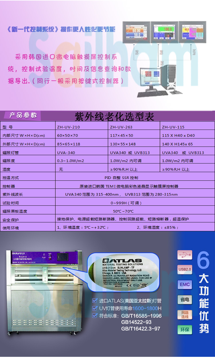 紫外燈老化測試機(jī)選型表介紹